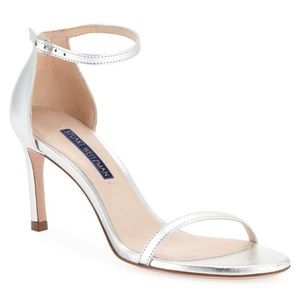 Stuart Weitzman Nudist 80 Metallic Leather Sandals